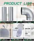 Contents of Upgraded Dryer Venting Kit With Side Or Bottom Venting, including ducts, elbow, cover plate, and tape.