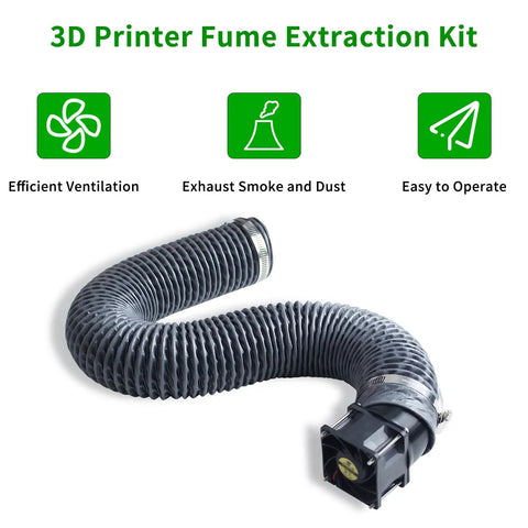 Voron 2.4 R2 Filament Fume Extraction Kit With Retractable Exhaust Hose And 6038 Ventilation Fan For 3D Printer Enclosure setup showcasing flexible duct.