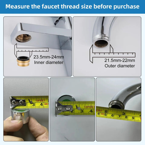 Diagram showing faucet thread measurements for Sink Faucet Hose Sprayer Attachment With 10 Adapters All In One Dual Function Handheld Bidet