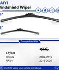 Premium 26 And 16 Inch Front Windshield Wiper Blades 2 Pack shown with compatibility details for Toyota Corolla and RAV4.