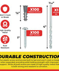 Drywall Anchors And Screws Kit With Drill Bit For Hanging Frames Shelves And Mirrors, 100 Anchors And 100 Screws, diagram view