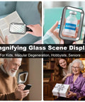 10X Lighted Magnifier With Rechargeable Battery, 3 Color Modes, Handy Rectangular Lens For Seniors And Low Vision in use