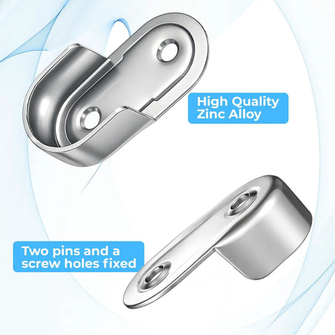 12 Pack Oval Closet Rod End Supports Heavy Duty Wardrobe Bracket Holders with Zinc Alloy material and screw holes.
