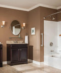 Modern bathroom with Brantford Brushed Nickel Tub and Shower Trim Kit Without Showerhead Featuring Posi Temp Pressure Balancing Valve.