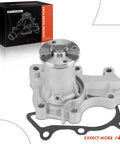 Engine Water Pump Replaces Mitsubishi Mirage 1997 2002 1.5L L4, aluminum housing and steel impeller close-up with gasket.