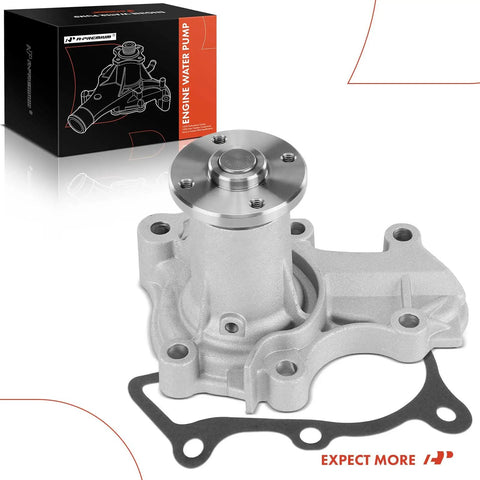 Engine Water Pump Replaces Mitsubishi Mirage 1997 2002 1.5L L4, aluminum housing and steel impeller close-up with gasket.