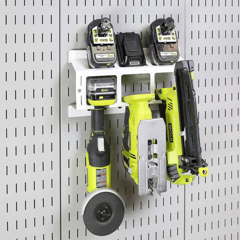 Pegboard Drill Holder Storage Rack For Wall Control Pegboard Compatible Holds Up To Three Drills Or Power Tools And Three Spares Durable Metal