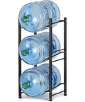 Heavy Duty 3 Tier Water Jug Stand With Rubber Feet Keeps 5 Gallon Bottles Off The Floor, Premium Steel, Easy Assembly, Dark Brown Finish