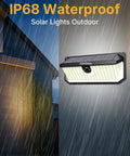 Solar Security Flood Lights Outdoor 466 LED 4000Lm Ultra Bright With 270-Degree Motion Sensor IP68 Waterproof on wall