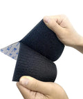 Hands separating black Heavy Duty Hook And Loop Tape 4x8 Inches, 6 Pairs Self Adhesive Interlocking Strips For Picture Hanging