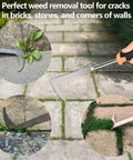 3 Pack Weed Puller Tool Set With Stainless Steel Weeders And Rubber Handles For Easy Garden Cleanup displayed on paving stones
