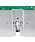 Oven Control Circuit Board Digital Potentiometer Replacement Part for COOK ONLY Series EB ES GB GS SLEB SLES SLGB SLGS with SC Suffix and Temp Probe 44-1220, OEM Upgrade for 1181998 and Cross References 46-1259 46, front view with metal casing and green PCB.