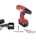 Hardcore 18V Cordless Drill With Rock Solid Keyless Chuck And 16 Click Torque Dial Reversible Motor Plus Complete Battery Kit And Rugged Carry Case for various tasks, battery and charger included.