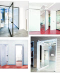 Heavy Duty 6 Inch Pivot Hinge With 360 Degree Rotation Concealing Up Down Shaft Middle Core Stainless Steel Black Finish Door Hinge 2 Pack Ideal For Interior And Exterior Doors Built To Last installed on glass doors.