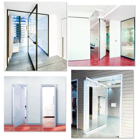 Heavy Duty 6 Inch Pivot Hinge With 360 Degree Rotation Concealing Up Down Shaft Middle Core Stainless Steel Black Finish Door Hinge 2 Pack Ideal For Interior And Exterior Doors Built To Last installed on glass doors.