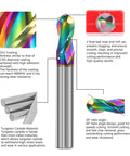 3 Pack 1/4 Inch Solid Carbide Ball Nose End Mills, 2 Flute DLC Coated CNC Milling Cutters For Copper And Aluminum Alloys, HRC55 Tough Bits