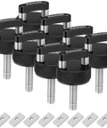 No Sweat Quick Swap Hard Top Fastener Thumb Screws With Reinforced Nut Plates For Ford Bronco Jeep Wrangler Gladiator 8 Piece hardware, aluminum, black.