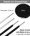 12 Pack 57 Inch Cotton Drawstrings Kit For Sweatpants Hoodies Shorts Jackets And Coats, cords with metal ends shown