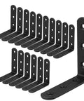 Beefy Heavy Duty 4x4 L Brackets Set For Wood Furniture Shelves Bed Frames Cabinets And Drawers with 6 mount holes, black finish