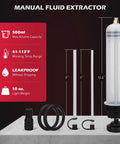 SEDY 500cc fluid extractor kit for automotive oil: clear tubes, clamps, O-rings, and 500 ml reservoir bottle