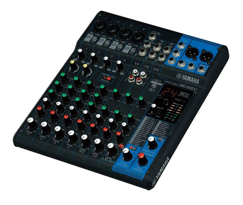 10 Channel Studio Mixer With USB And SPX Digital Effects, Class A D PRE Preamps, top view showing knobs and connections.