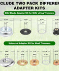 Image showing adapter kits for 3 Tooth Carbon Steel Brush Cutter Blades, compatible with Husqvarna, Stihl, and more.