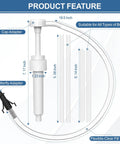 Front view: two-pack quart-bottle fluid pump with 10cc stroke, cap adapter, butterfly adapter, and clear fill tube.