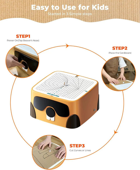 Kid Safe Cardboard Cutter For STEM Projects Bladeless Classroom Cutting Tool For Makers Safe Alternative To Scissors With ASTM And CPSC Compliance Standards, cardboard cutter with step guide