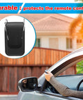 2 Pack Transmitter Clips For MicroPLUS Remote Controls shown in use on car visor, displaying durable secure fit.