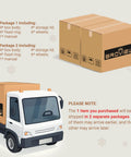 Heavy Duty 600 Gallon Storage Bins 8 Pack Beast Mode Stackable Boxes shown in shipping boxes delivery truck note on separate packages.
