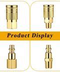 Air Hose Fittings Kit 16 Pc 1/4 In NPT Quick Connect Couplers And Plugs for Pneumatic Tools, shown in front view.