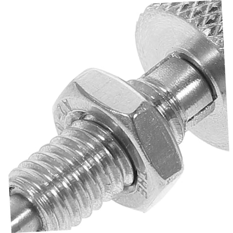 Close-up of Real Deal Heavy Duty Stainless Steel Locking Plungers Double Quick Release Pull Ring Spring Pins featuring knurled grip.