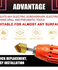 Pro Grade Countersink Drill Bit Set 3 Pack With Single Flute 90 Degree Chamfer Bits in drill, suitable for wood, fiberboard, metal, PVC.