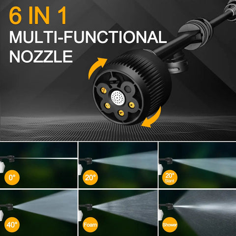 Cordless Pressure Washer 320 PSI Up To 435 PSI 0.67 GPM Ultra Lightweight Power Cleaner 6 in 1 nozzle settings