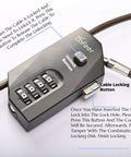 Adjustable Combination Cable Lock With 6.5ft Steel Cord For Trail Cameras, Kayaks, Luggage, Zinc Alloy Body, 10,000 Codes