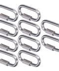 Stainless Steel Quick Link Connectors Set With Threaded Carabiners For Outdoor Gear, M10 Heavy Duty, shown in a 10-pack