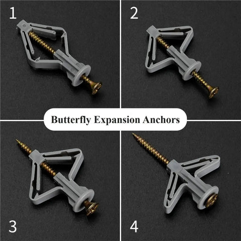 100 Pack Self Drilling Anchor Screws M3.5 Hollow Wall Kit With Expansion Tubes And Zinc Plated Screws No Tools Needed display