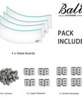 Round Gas Fire Pit Glass Wind Guard For 23 Inch Round Pits, Clear Tempered Glass Flame Shield, assembly pack contents.