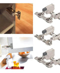 Soft Close Damper Hinges for Kitchen Cabinets and Drawers, stainless steel, installed on cabinet door, side and close-up views