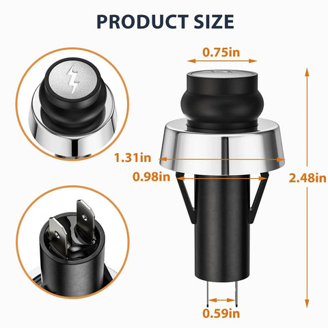 GS4 Igniter Button Replacement dimensions for Genesis II and Spirit II gas grills, showcasing size details and connector view.