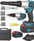 Hella Powerful 26V Cordless Rivet Gun With Automatic Riveting for M3 To M12, with accessories and battery, suitable for auto repair.