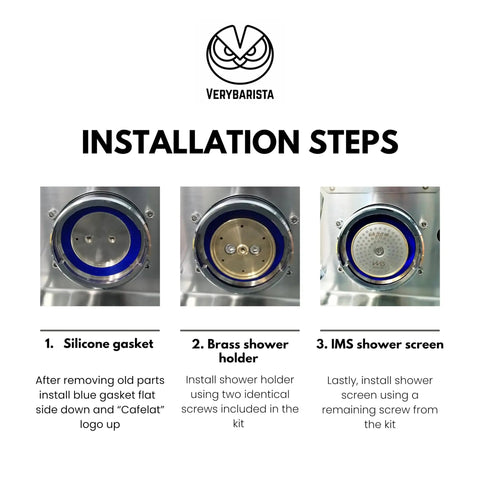 Pro Grade Espresso Shower Screen Kit With IMS Precision Screen, Brass Holder, Cafelat Silicone Gasket And Screws, Polished Finish For Home Coffee Machines