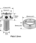 Diagram of Titanium M8x15mm Crank Arm Fixing Bolt With Cap For Square Taper Bottom Bracket Screws Pack Of 2 with measurements