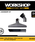 Three Piece Wet Dry Vacuum Attachment Kit for One Seven Eight Inch Wands with Crevice Tool, Wet Nozzle, Dusting Brush