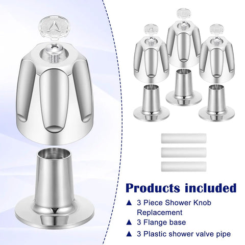 Three Piece Metal Shower Knob Replacement Kit For Price Pfister Verve Tub And Shower Faucets with flanges and screws