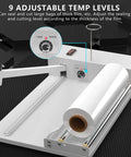 Heavy Duty Shrink Wrap Sealer Machine, 450W To 800W Heat Fuser with adjustable temperature control for sealing film.