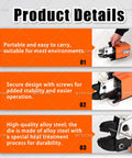 Product details of Professional Pneumatic Terminal Crimping Machine With Powerful 1.3T Force Output highlighted in orange panels.