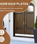 Heavy Duty Aluminum Kick Plate Door Scratch Guard 6 X 28 Inches Gloss White Finish on double-door entryway.