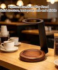 Premium Pour Over Coffee Dripper Stand Built With Heat Proof Aluminum And A Weighted Solid Wood Base on a kitchen counter.