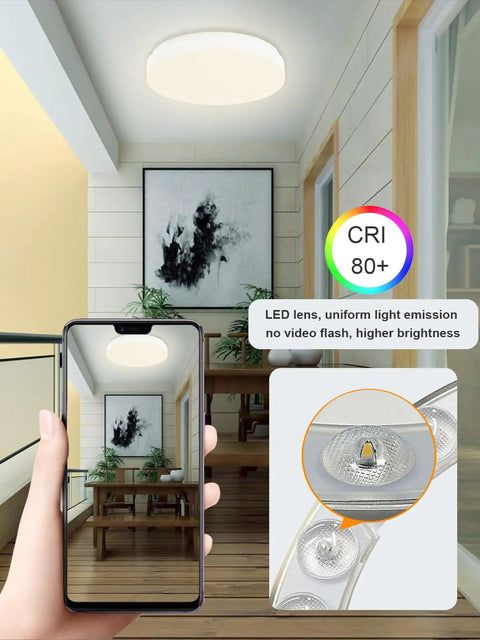Motion Sensor Ceiling Light Flush Mount 11.8 Inch 18W LED Fixture With Auto On Off Daylight Sensor For Indoor Outdoor Use